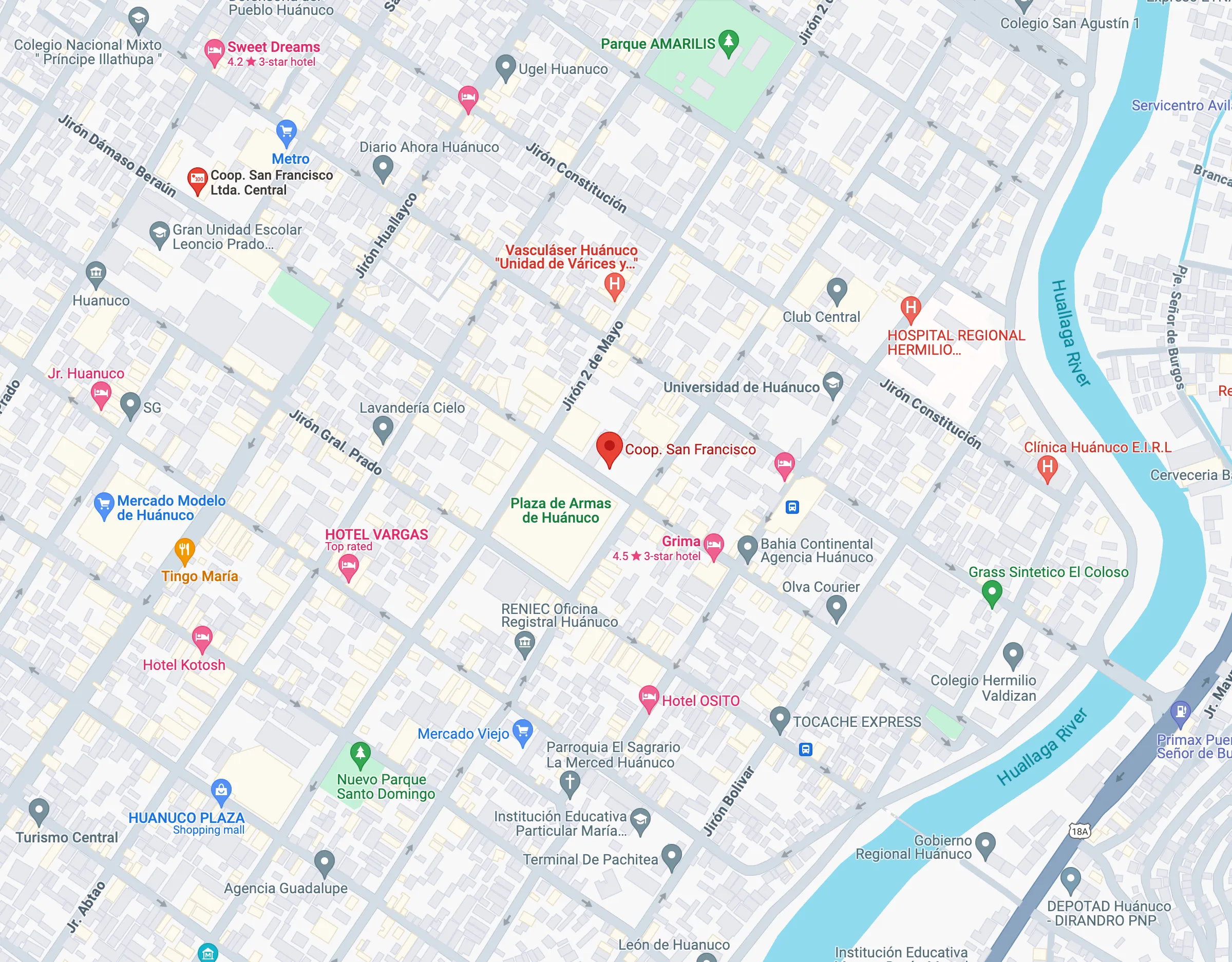Mapa de referencia de Oficina Especial Plaza de Armas